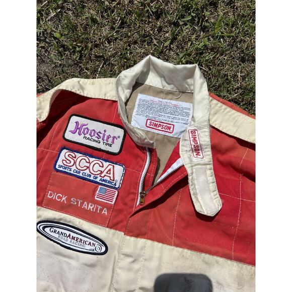 VTG 70’s Simpson Fire Retardant Racing Suit Race Driver Dick Starita Red - Picture 8 of 12